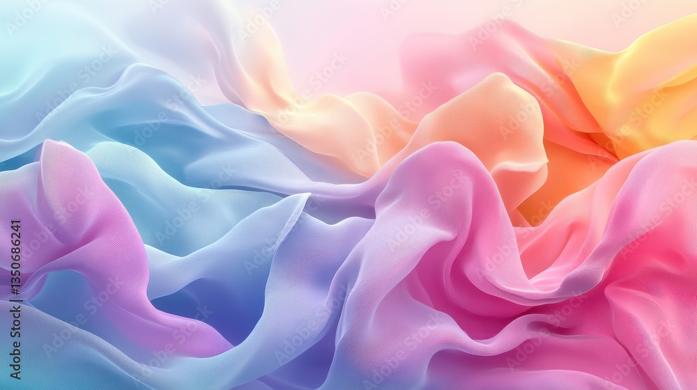 Obraz premium Pastel-colored fabric flowing in the wind