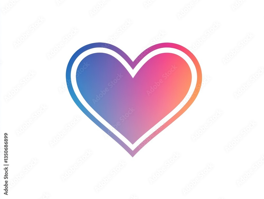 Simple heart graphic, vibrant color gradient Simple heart graphic, vibrant color gradient