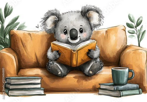 Senior Koloo Enjoying Vintage Reading Time on Modern Couch