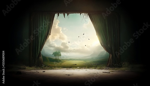 Hope's Dawn:  Torn Curtain for Scenic Reveal.