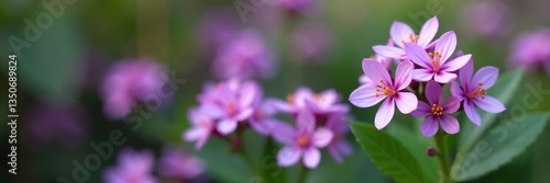 Small purple flowers in clusters on a single stem, petals, garden, blossom
