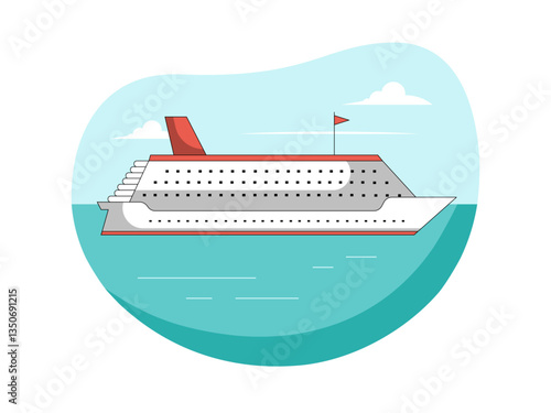 Yacht on ocean illustration. Yacht illustration. Flat vector illustration concept.