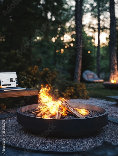 Evening Fire Pit for Lakeside Relaxation.