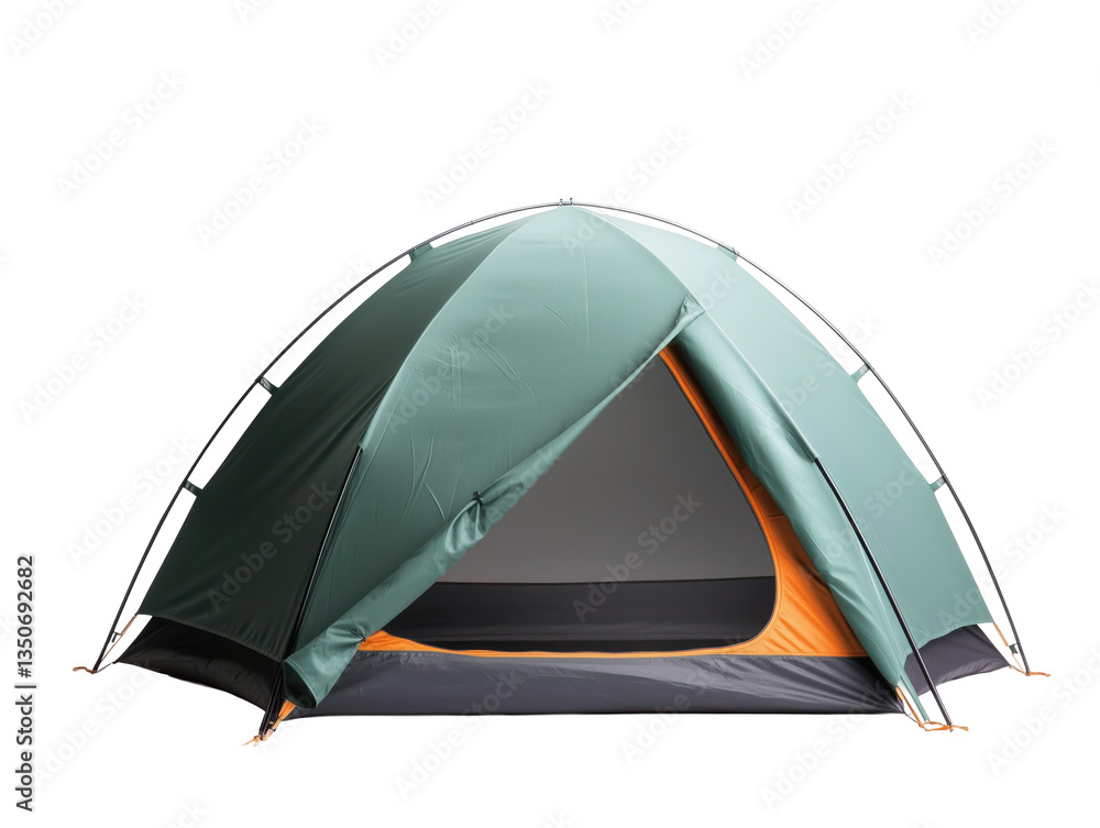Compact Green Camping Tent Isolated on White Background: Perfect for Outdoor Adventures Compact Green Camping Tent Isolated on White Background: Perfect for Outdoor Adventures