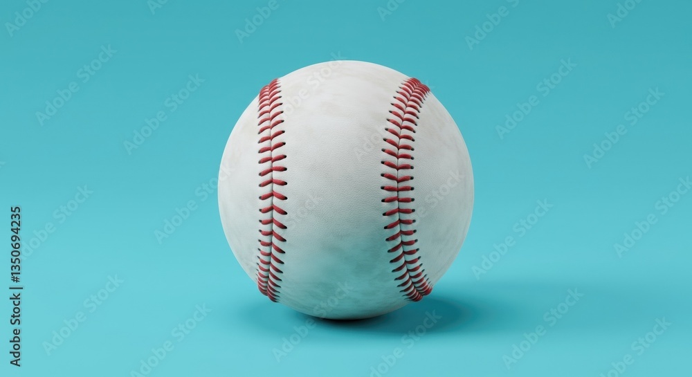 High-Quality Close-Up Image of a Baseball with Red Seams on a Blue Background, Perfect for Sports Enthusiasts and Graphic Designers High-Quality Close-Up Image of a Baseball with Red Seams on a Blue Background, Perfect for Sports Enthusiasts and Graphic Designers