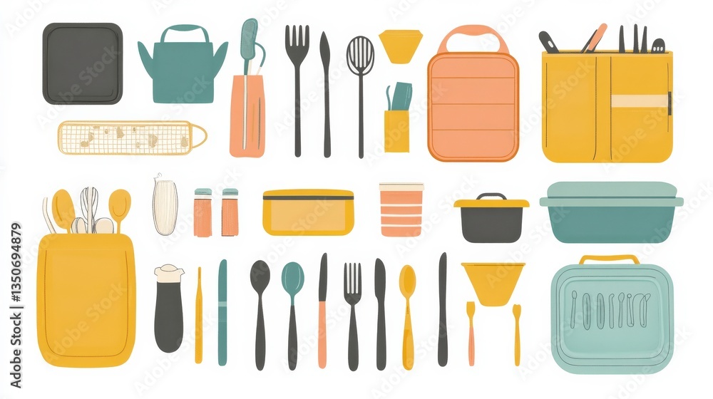 Fototapeta premium Zero Waste Kit with Reusable Containers and Utensils