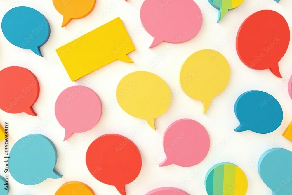 Seamless pattern of colorful speech bubbles on white background, art, message, fun Seamless pattern of colorful speech bubbles on white background, art, message, fun