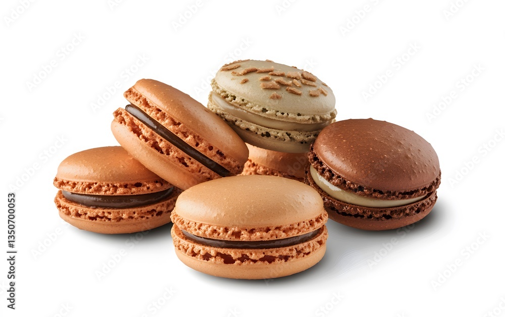 Delicious Assortment of Chocolate Macarons, Sweet French Pastry, Gourmet Dessert, Closeup Studio Shot Delicious Assortment of Chocolate Macarons, Sweet French Pastry, Gourmet Dessert, Closeup Studio Shot