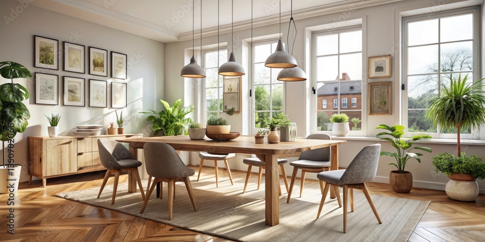 Minimalist Scandinavian Dining Room Design with Clean Lines, Natural Light, and Earthy Tones for Modern Home Aesthetics Minimalist Scandinavian Dining Room Design with Clean Lines, Natural Light, and Earthy Tones for Modern Home Aesthetics