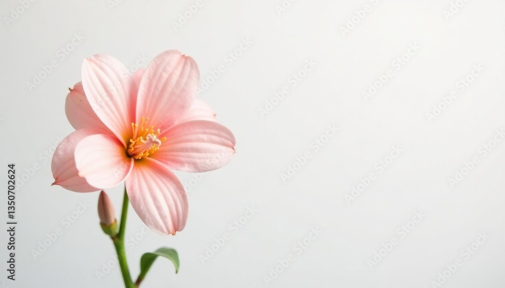 Obraz premium A delicate flower with soft colors against a white background, flowers, gentle