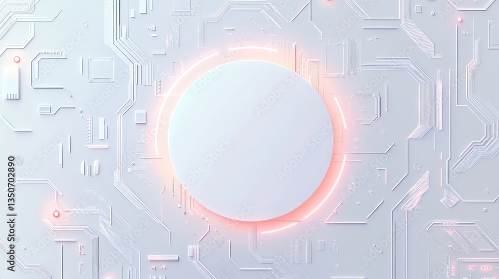 Obraz premium Abstract Circuit Board with Circle, Modern Tech Background, Empty Space for Product Presentation