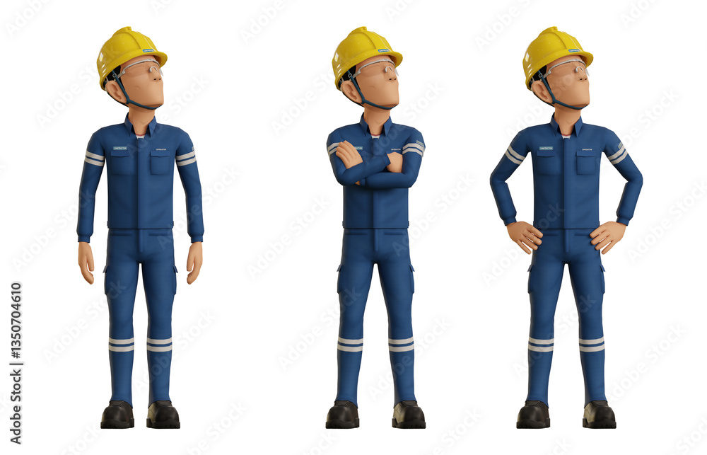 Isolate industrial operator is looking at something on the ceiling Isolate industrial operator is looking at something on the ceiling