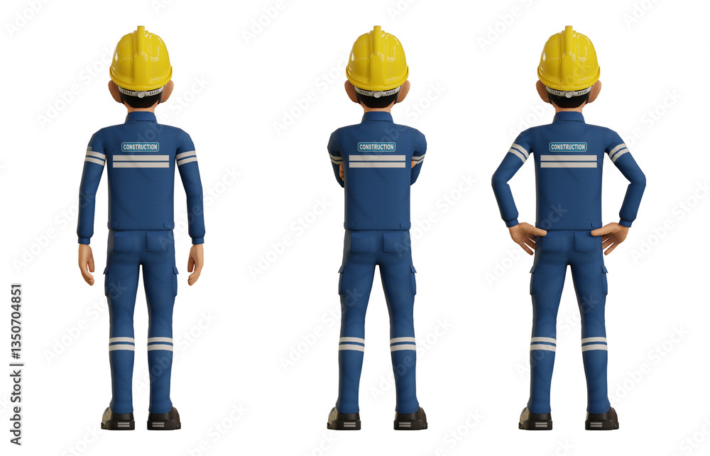 Fototapeta premium Isolate industrial operator is looking at something on the ceiling