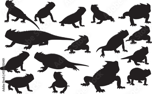 Desert Horned Lizard Silhouettes - Reptile and Wildlife Illustration