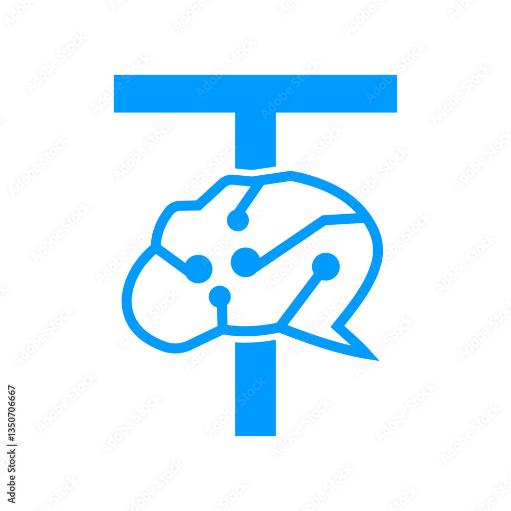 Letter T Brain Logo Design Vector Template Letter T Brain Logo Design Vector Template