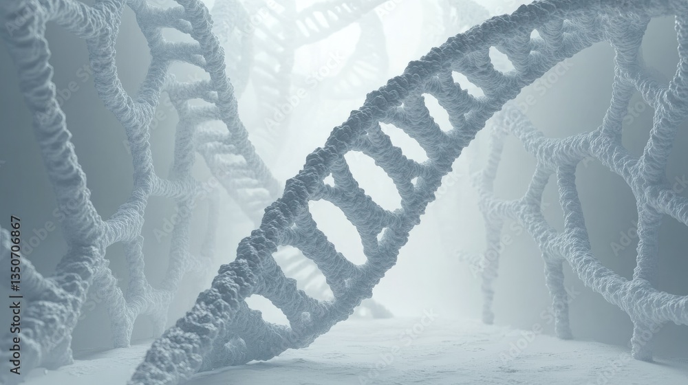 Obraz premium Close-up of a Digital DNA Spiral Illustration of a Molecular Biology and Genetics Concept