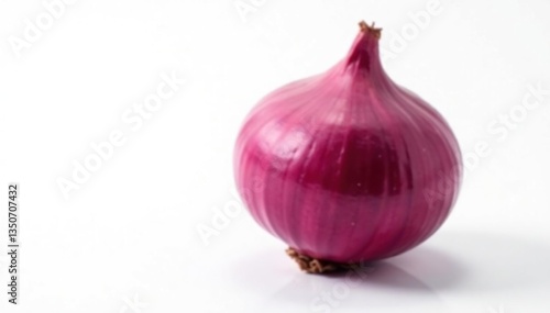 Single red onion, vibrant color, clean white background, closeup, allium cepa, bulb