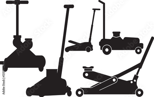 Lifting Jack Silhouette - Mechanical Tool Illustration