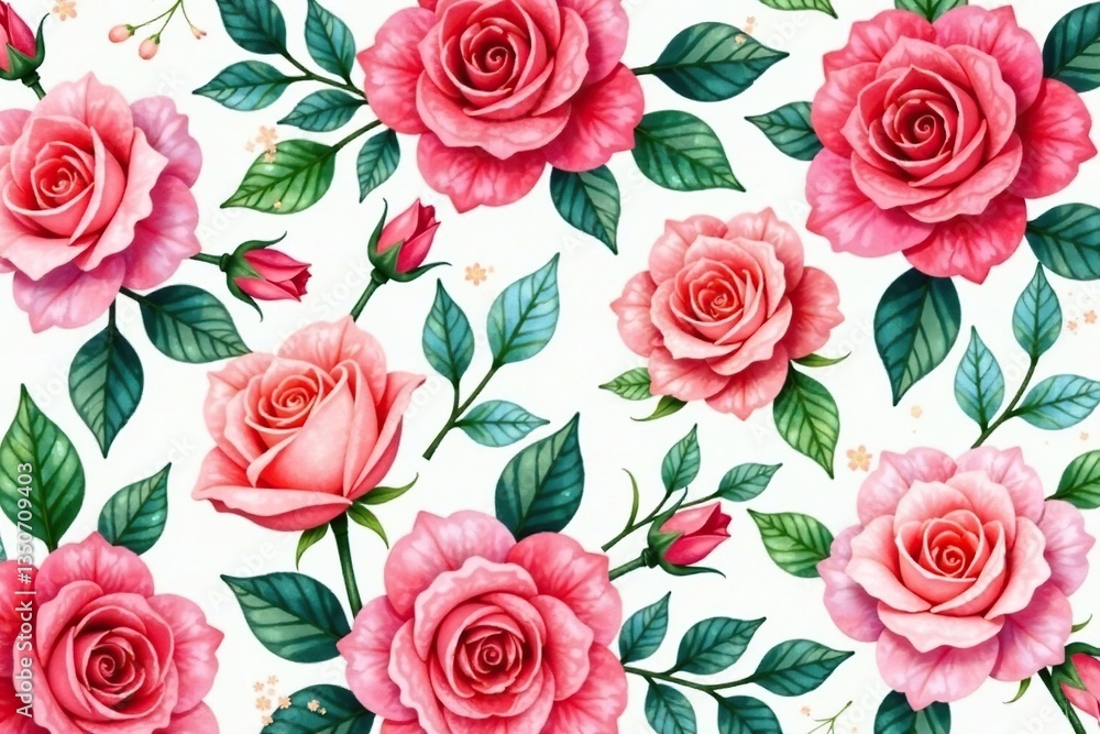 Delicate watercolor roses, repeating seamlessly , seamless pattern, background, repeat Delicate watercolor roses, repeating seamlessly , seamless pattern, background, repeat