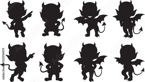 Little Devil Silhouette - Mischievous Mythological Figure