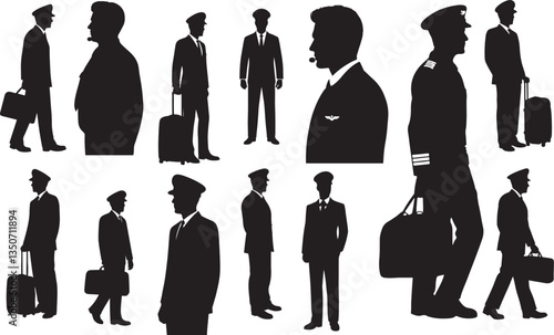 Pilot Silhouette - Aviation and Flight Captain Icon