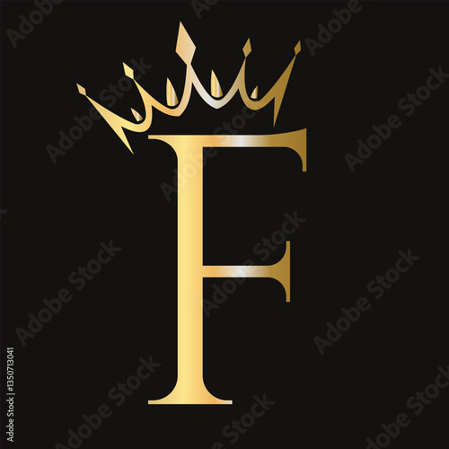 Letter F Crown Logo Concept For Fashion and Beauty Symbol Vector Template