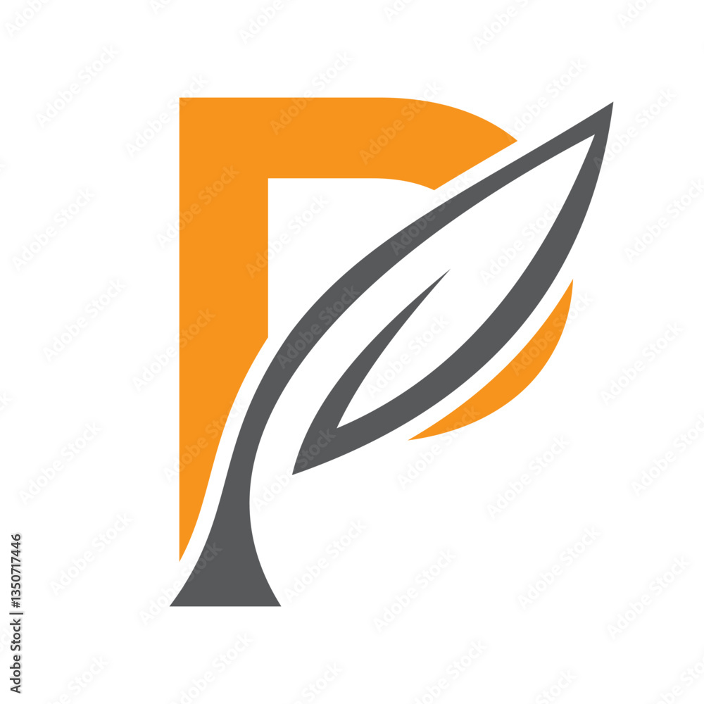 Initial Letter P Leaf Logo Design. Ecology Symbol Vector Template Initial Letter P Leaf Logo Design. Ecology Symbol Vector Template