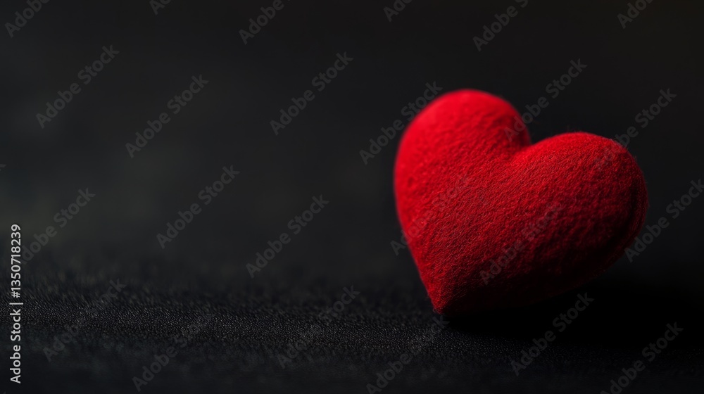 Fototapeta premium Red heart symbol on dark backdrop, conveying love and simplicity in a minimalist design. 