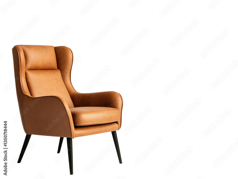 Elegant Brown Leather Armchair on Minimal White Background Elegant Brown Leather Armchair on Minimal White Background