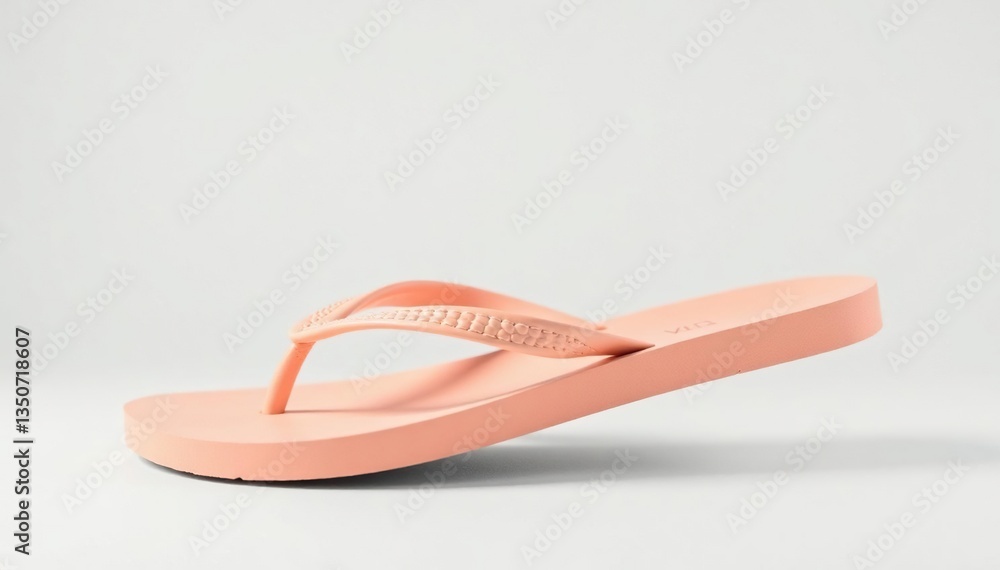 Close-up view of a single flip-flop against a pure white backdrop , footwear, minimal, flip flop Close-up view of a single flip-flop against a pure white backdrop , footwear, minimal, flip flop