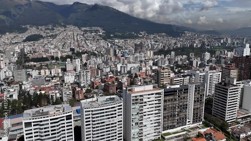 Aerial view of the city Quito in Ecuador at day light