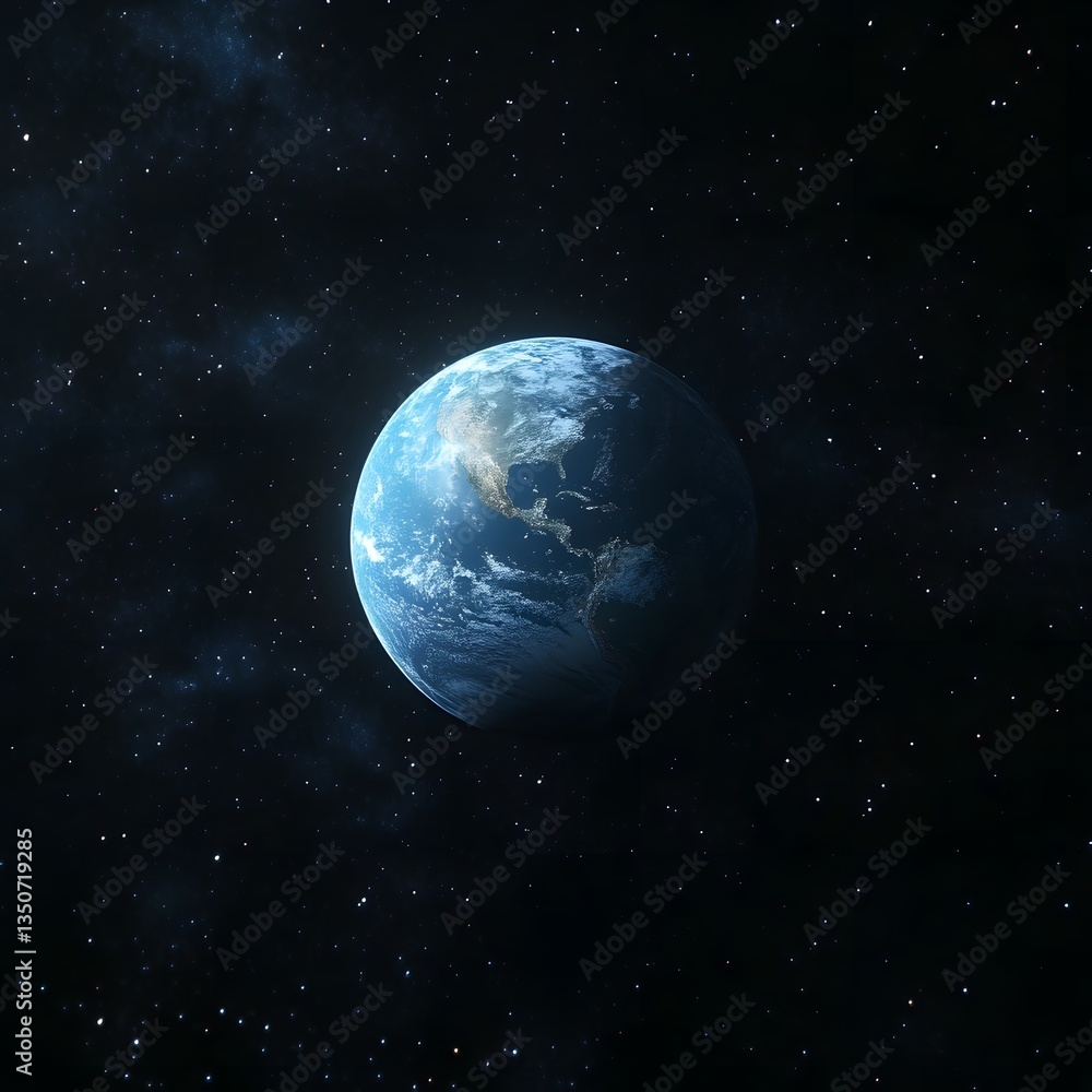 Earth viewed from space, amidst stars Earth viewed from space, amidst stars