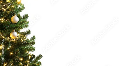 Glowing Christmas Tree on White Background