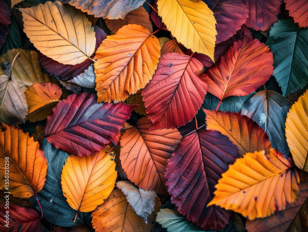 Obraz premium Pile of autumn leaves with a variety of colors