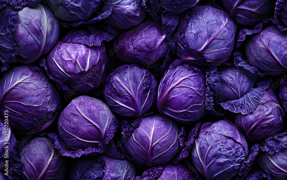 Obraz premium Vibrant Purple Cabbage Close Up Background Texture