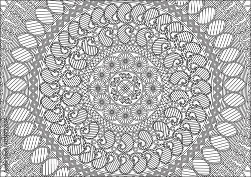 Full Coloring Page For Adult Mandala Line Art
