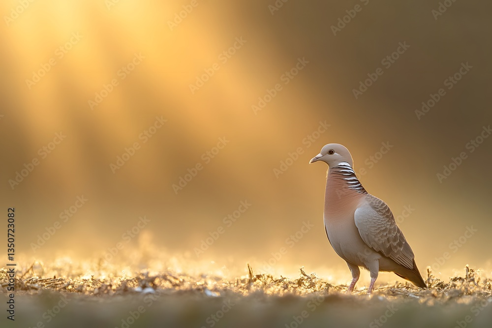 Fototapeta premium Stunning Collared Dove at Golden Sunrise Wildlife Photography
