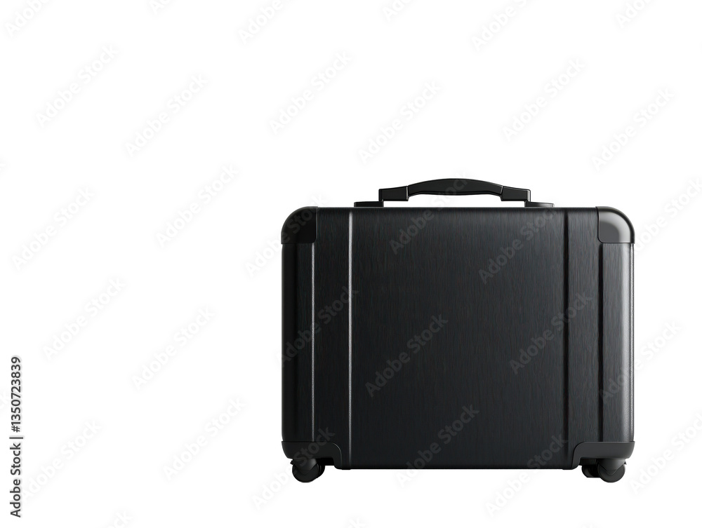 Modern Black Textured Suitcase on Minimalist Background: Travel and Style Essentials Modern Black Textured Suitcase on Minimalist Background: Travel and Style Essentials