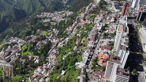 Aerial view of the city Quito in Ecuador at day light