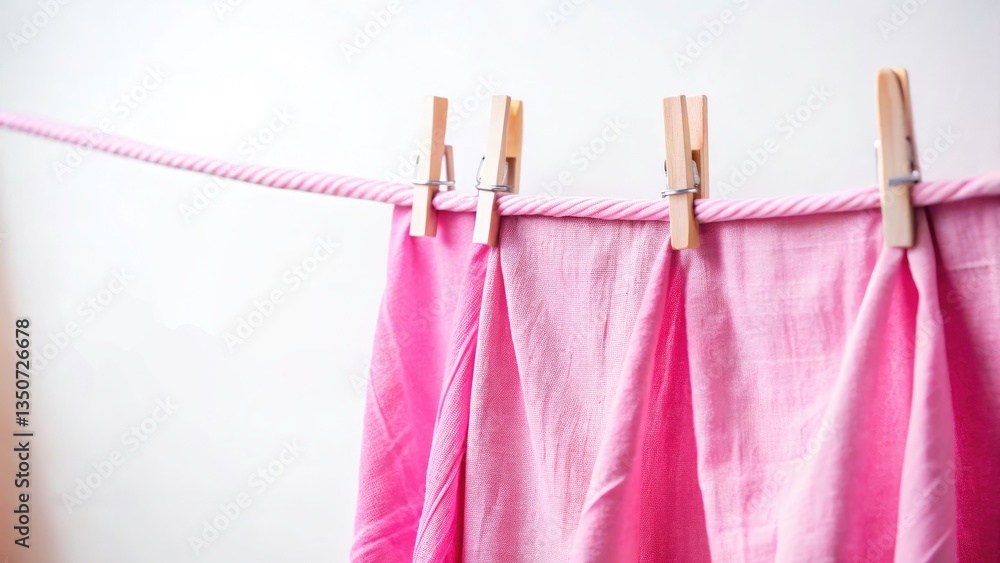 Gentle Air Drying A Minimalist Approach to Natural Fabric Care Closeup of Pink Fabric AirDrying for Sustainable Gentle Air Drying A Minimalist Approach to Natural Fabric Care Closeup of Pink Fabric AirDrying for Sustainable