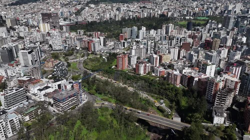 Aerial view of the city Quito in Ecuador at day light