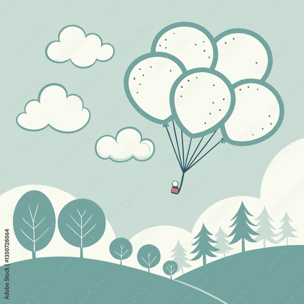 Enchanted Balloon Ride Through a Pastel Landscape Enchanted Balloon Ride Through a Pastel Landscape