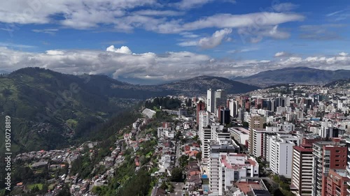 Aerial view of the city Quito in Ecuador at day light