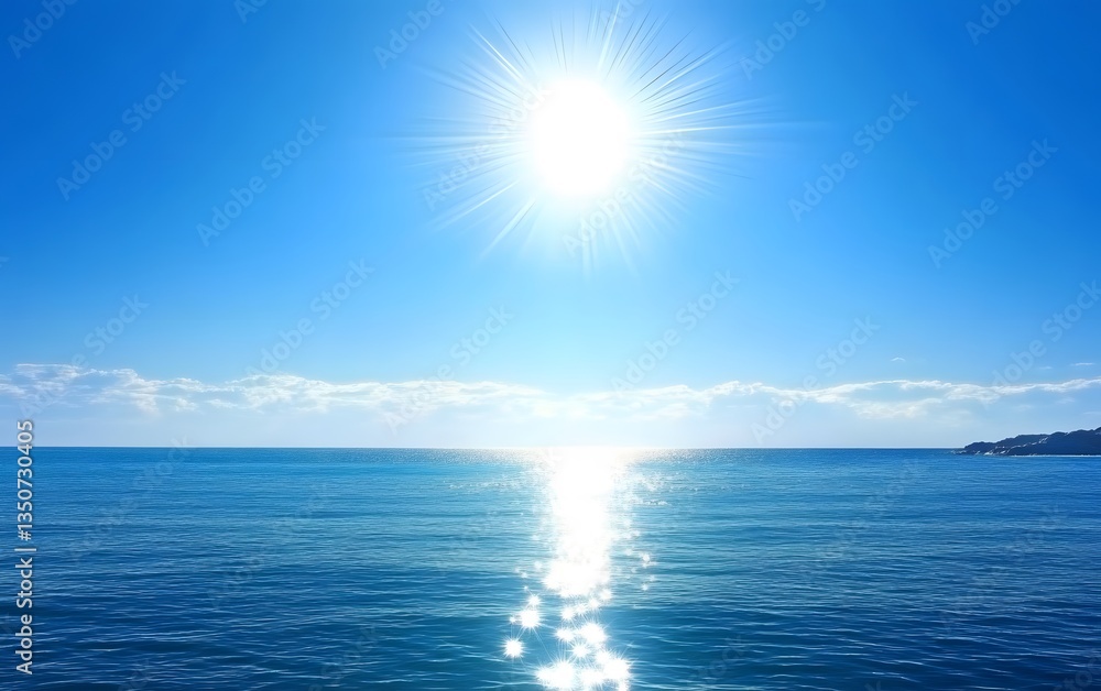 Stunning Bright Sun Over Calm Ocean Water Stunning Bright Sun Over Calm Ocean Water