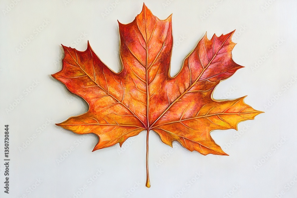 Fototapeta premium Single Orange Maple Leaf on White Background
