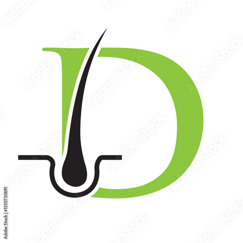 Letter D Hair Treatment Logo Design. Hair Care Logo Template Vector Template