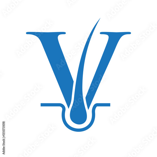 Letter V Hair Treatment Logo Design. Hair Care Logo Template Vector Template