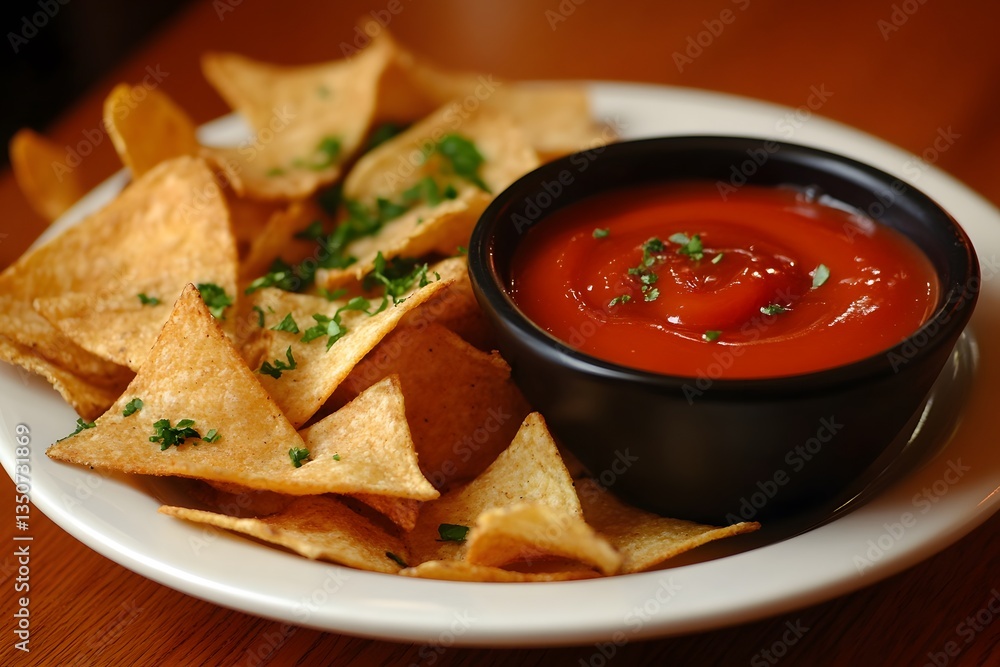 Crispy Tortilla Chips with Spicy Tomato Salsa Dip Crispy Tortilla Chips with Spicy Tomato Salsa Dip
