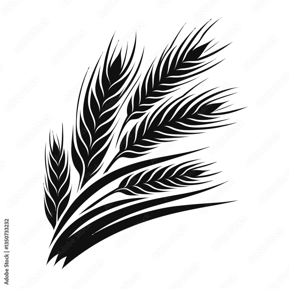 Obraz premium Ears of wheat barley or rye logo silhouette black color isolated white background 