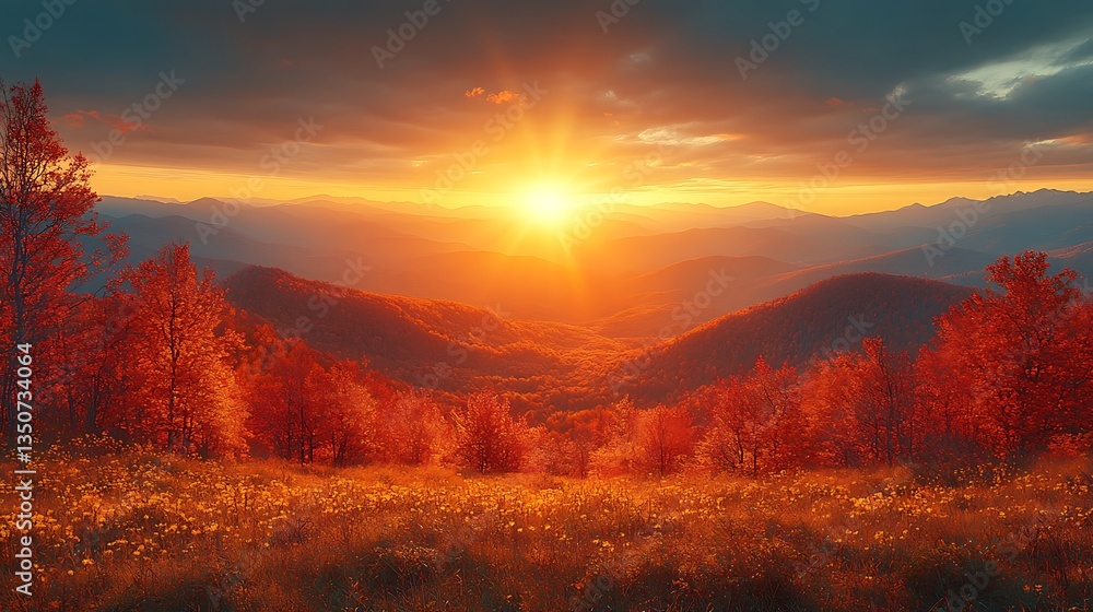 Stunning orange leaves of autumn trees with mountain view high resolution picture Stunning orange leaves of autumn trees with mountain view high resolution picture